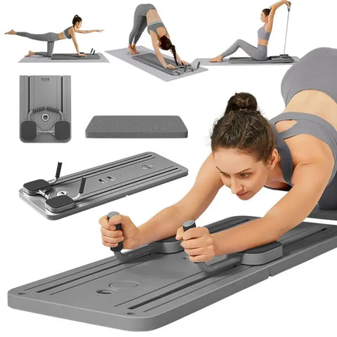 Pilates Reformer with Knee Mat Timer and Resistance Bands Abs Workout Equipment